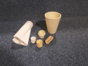Sampling cups and devices, assay cups, assay crucibles